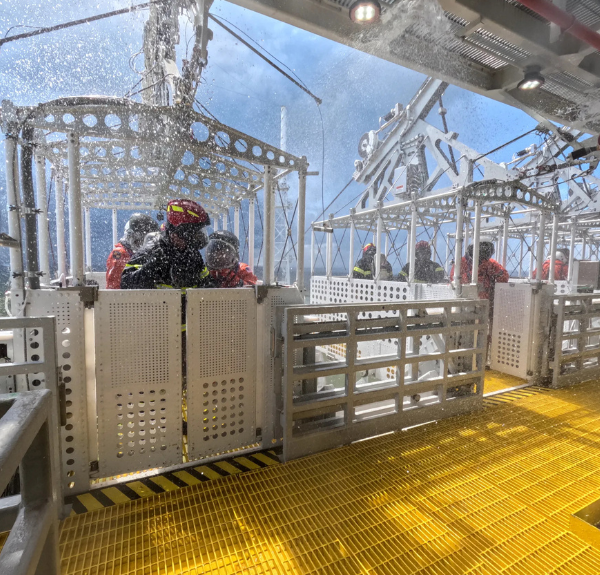 Teams at NASA’s Kennedy Space Center in Florida practice the Artemis mission emergency escape or egress procedures during a series of integrated system verification and validation tests at Launch Pad 39B on Sunday, Aug. 11, 2024.