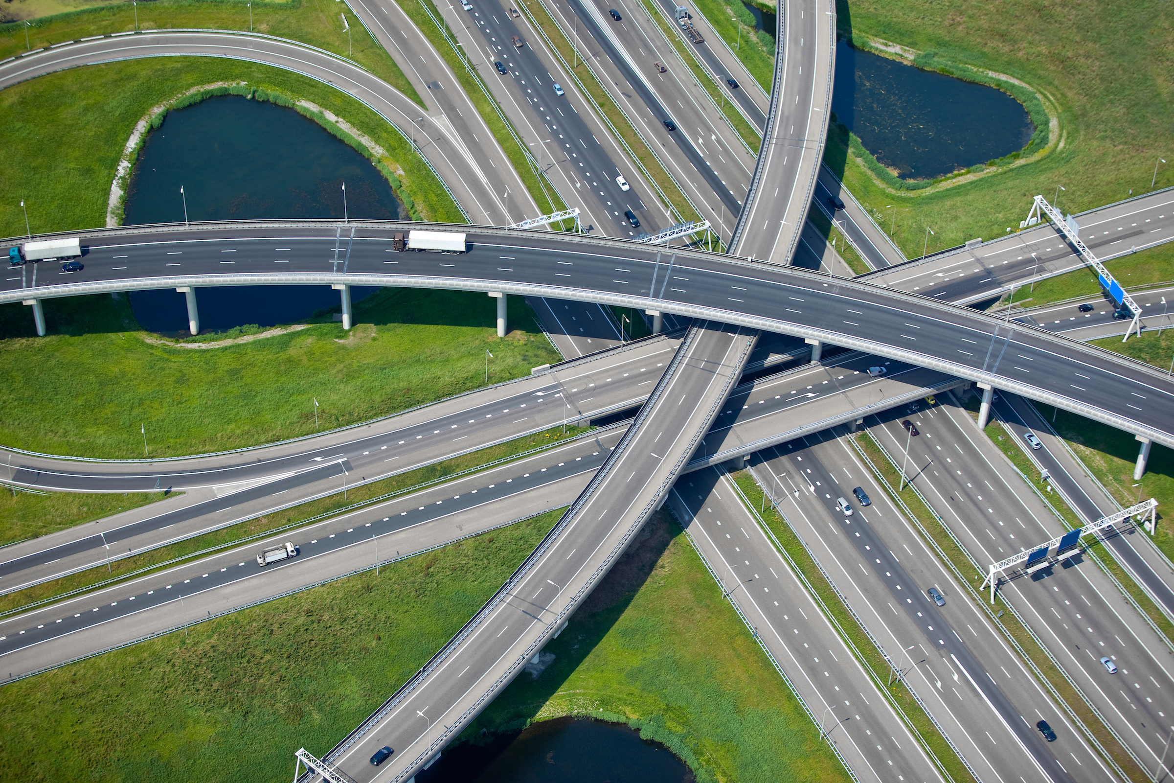 Roads/highways intersecting each other.